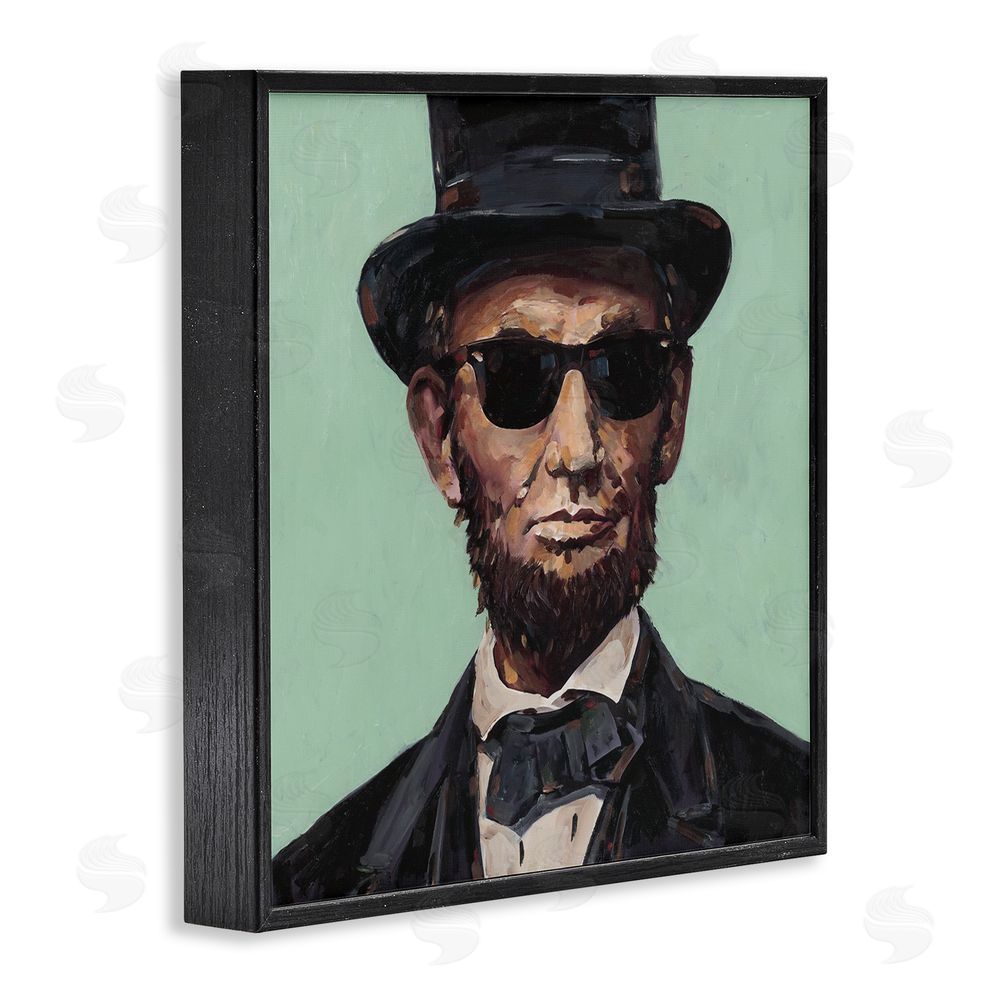 Studio Bautista Honest Abe With Shades Black Framed Giclee Wall Art Print