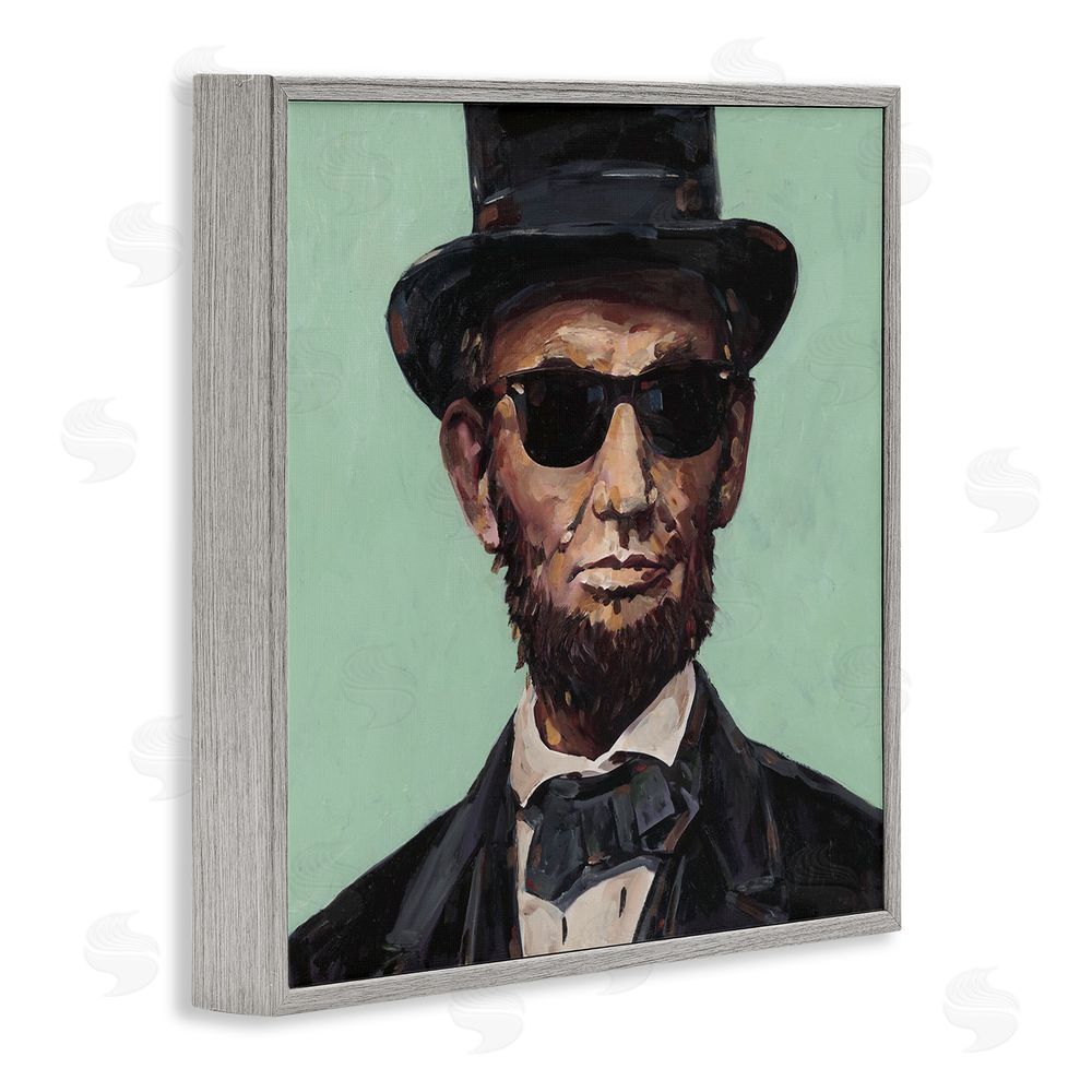 Studio Bautista Honest Abe With Shades Gray Framed Giclee Wall Art Print