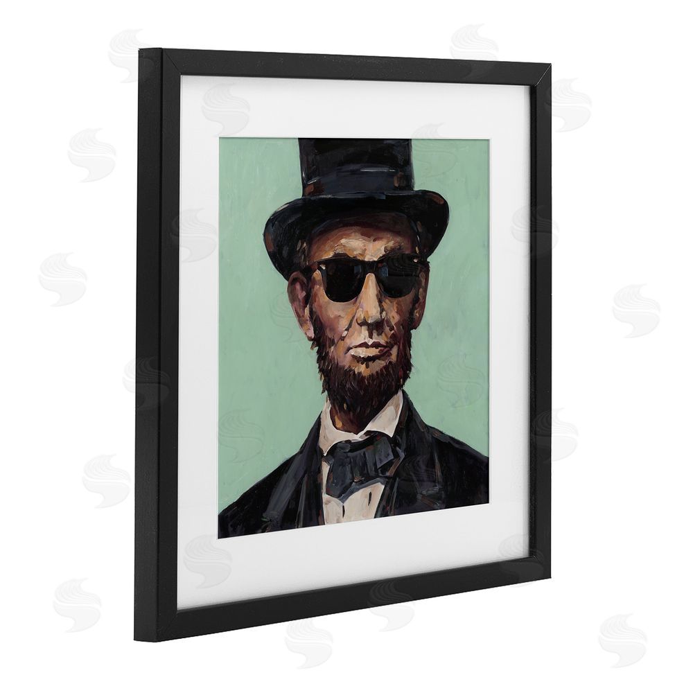 Studio Bautista Honest Abe With Shades Black Framed Print Under Glass with White Mat Wall Art