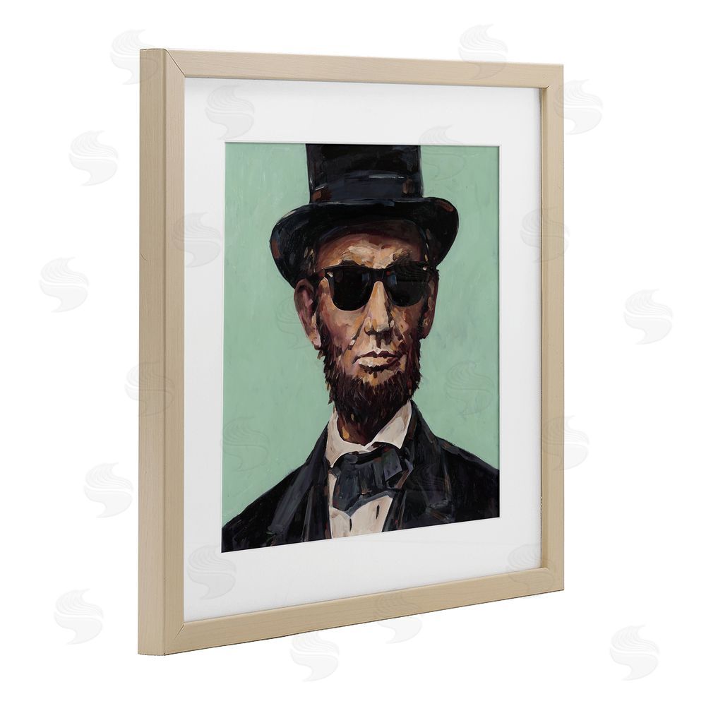 Studio Bautista Honest Abe With Shades Birch Framed Print Under Glass with White Mat Wall Art