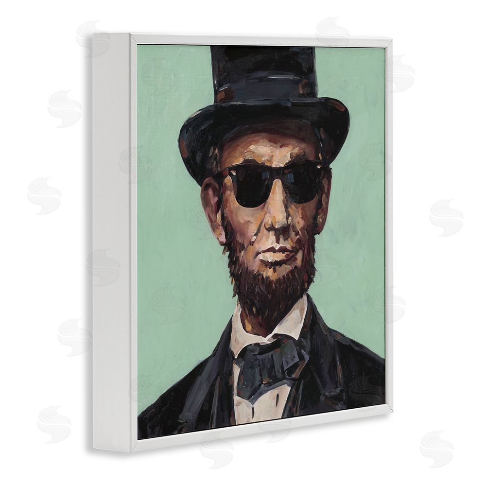 Studio Bautista Honest Abe With Shades White Framed Giclee Wall Art Print