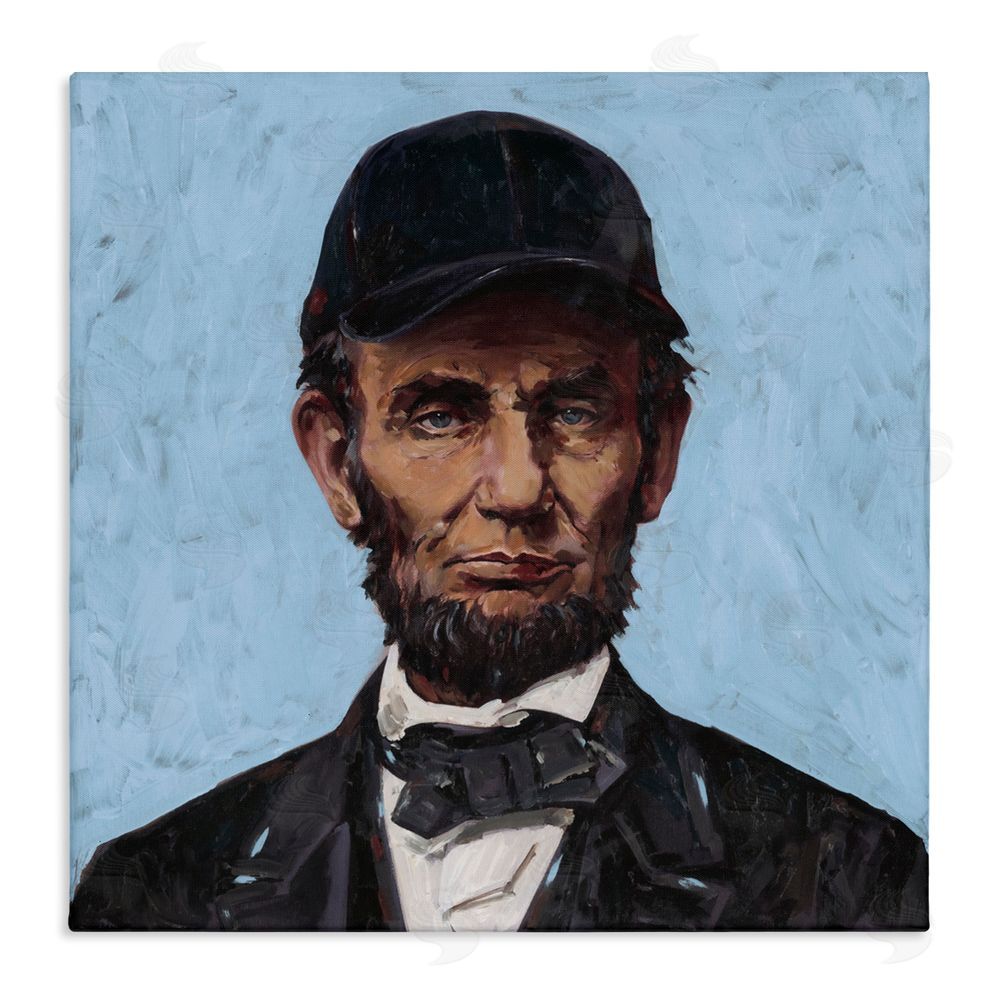 Studio Bautista Honest Abe with Baseball Cap Canvas Wall Art Print