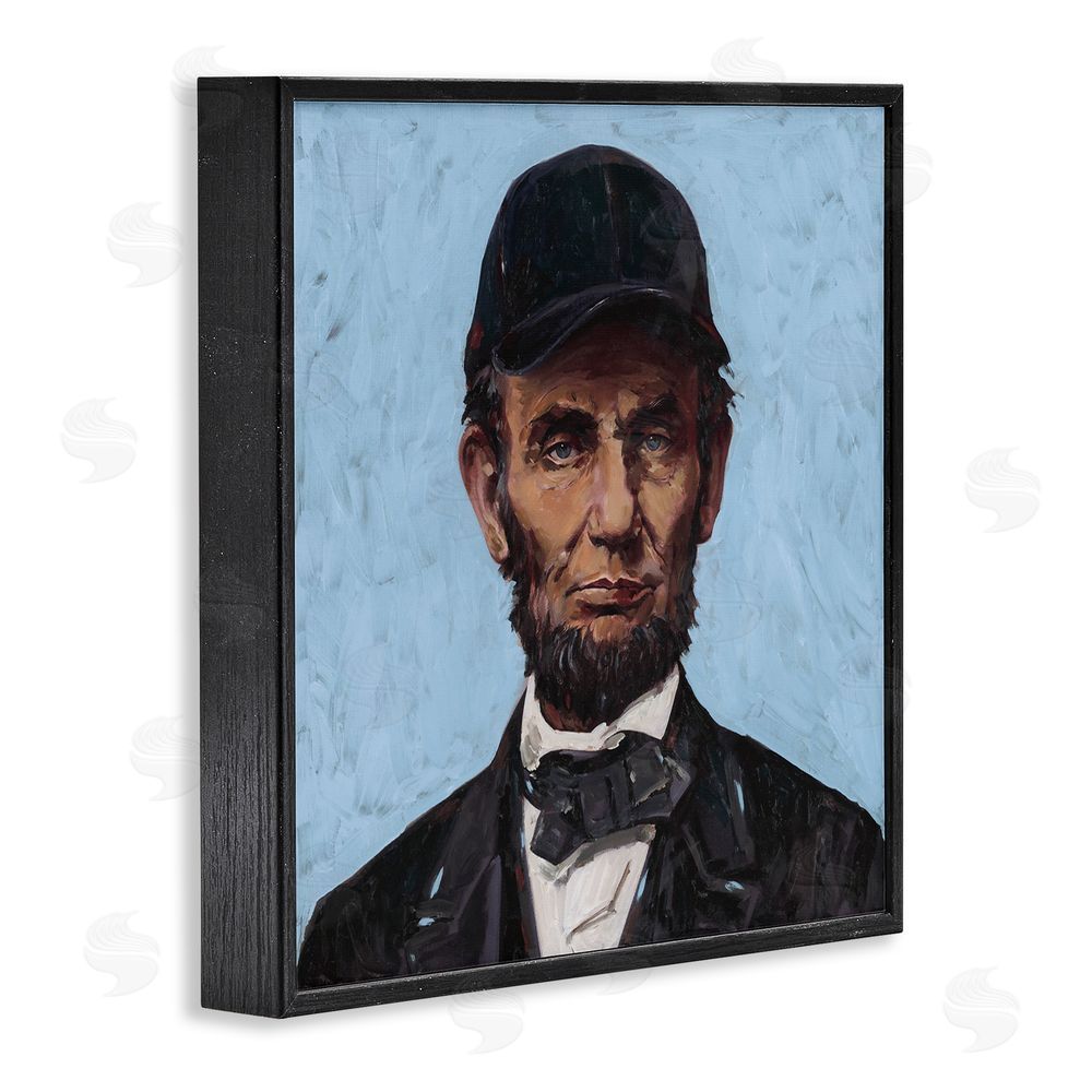 Studio Bautista Honest Abe with Baseball Cap Black Framed Giclee Wall Art Print