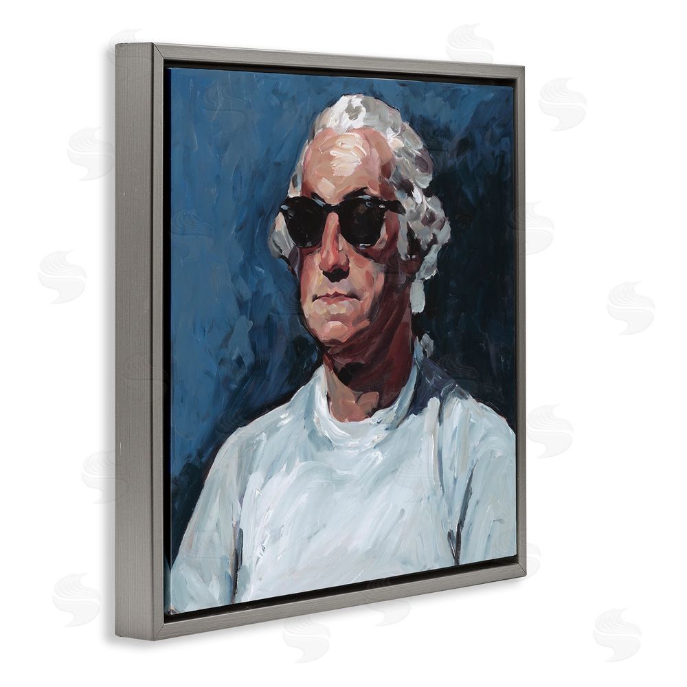 Studio Bautista Washington with Shades Gray Floating Frame Canvas Wall Art Print