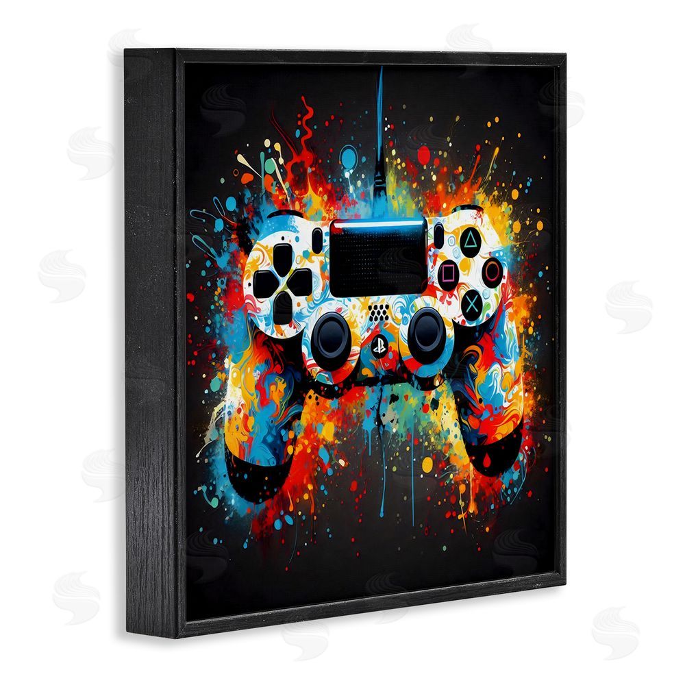 Creative Studio Colorful Controller Swirl Black Framed Giclee Wall Art Print