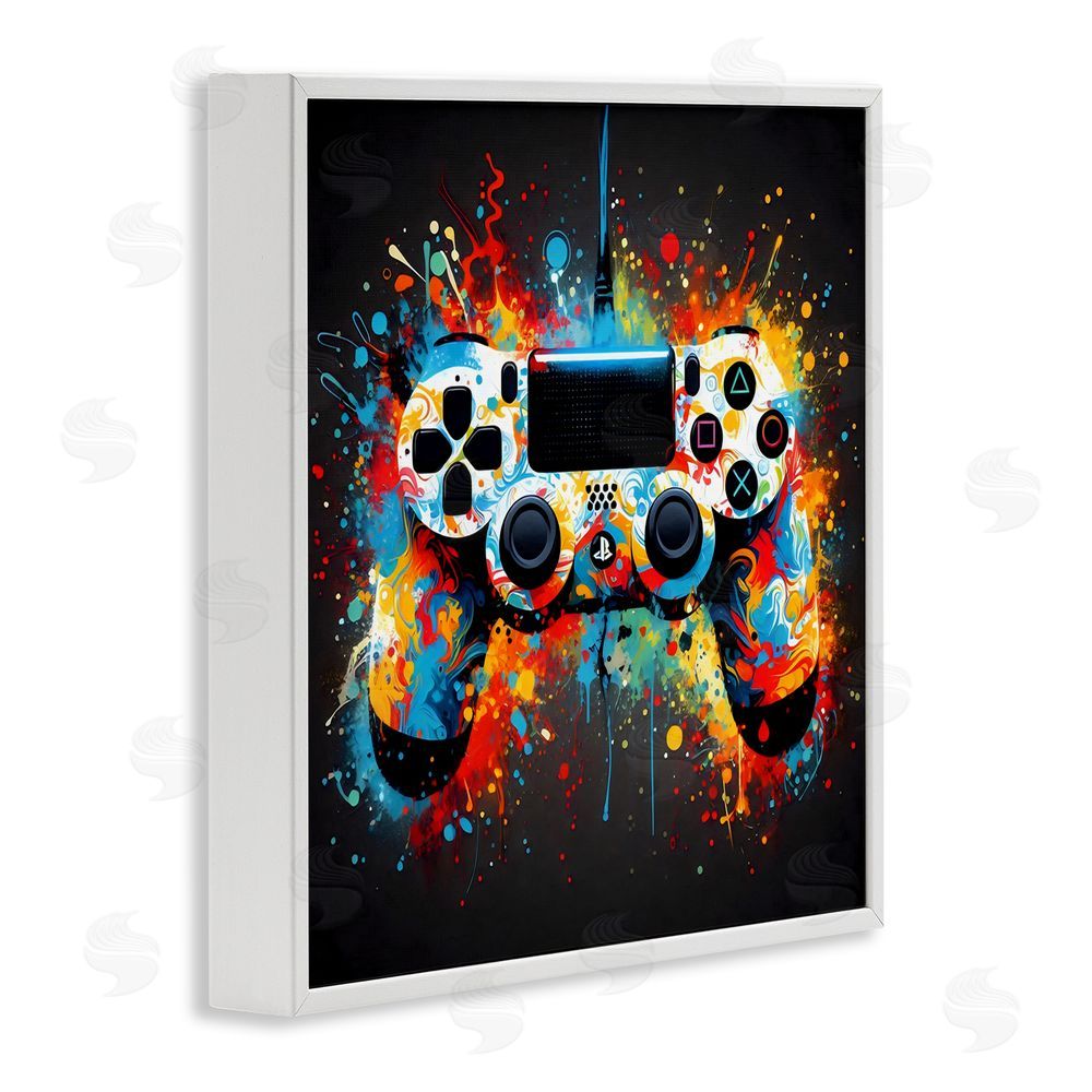 Creative Studio Colorful Controller Swirl White Framed Giclee Wall Art Print
