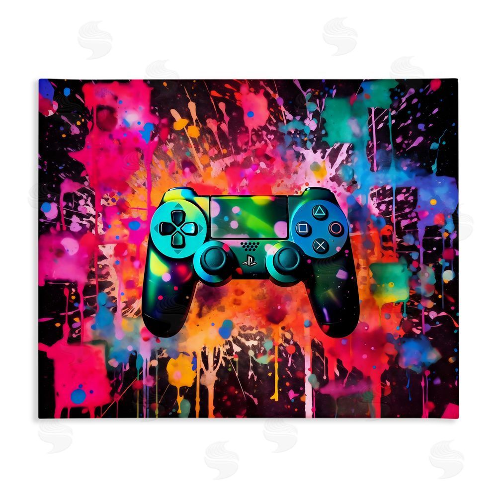 Creative Studio Vibrant Gamepad Burst Stretched Canvas Wall Art Print