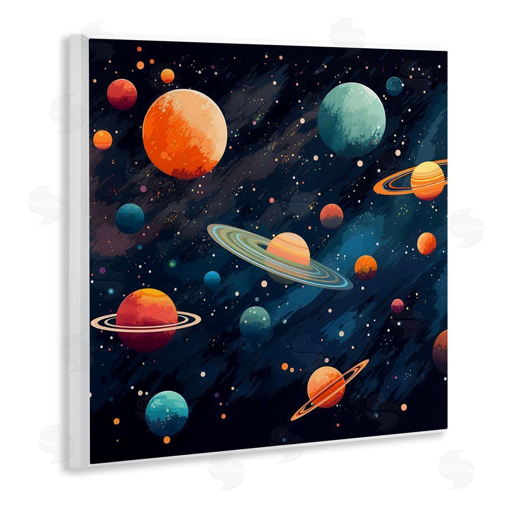 Creative Studio Orange & Blue Planets in Orbit Wall Plaque Home Decor Art Print
