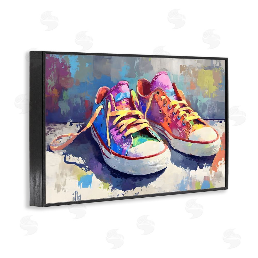 Creative Studio Colorful Low Top Sneakers Black Framed Giclee Wall Art Print