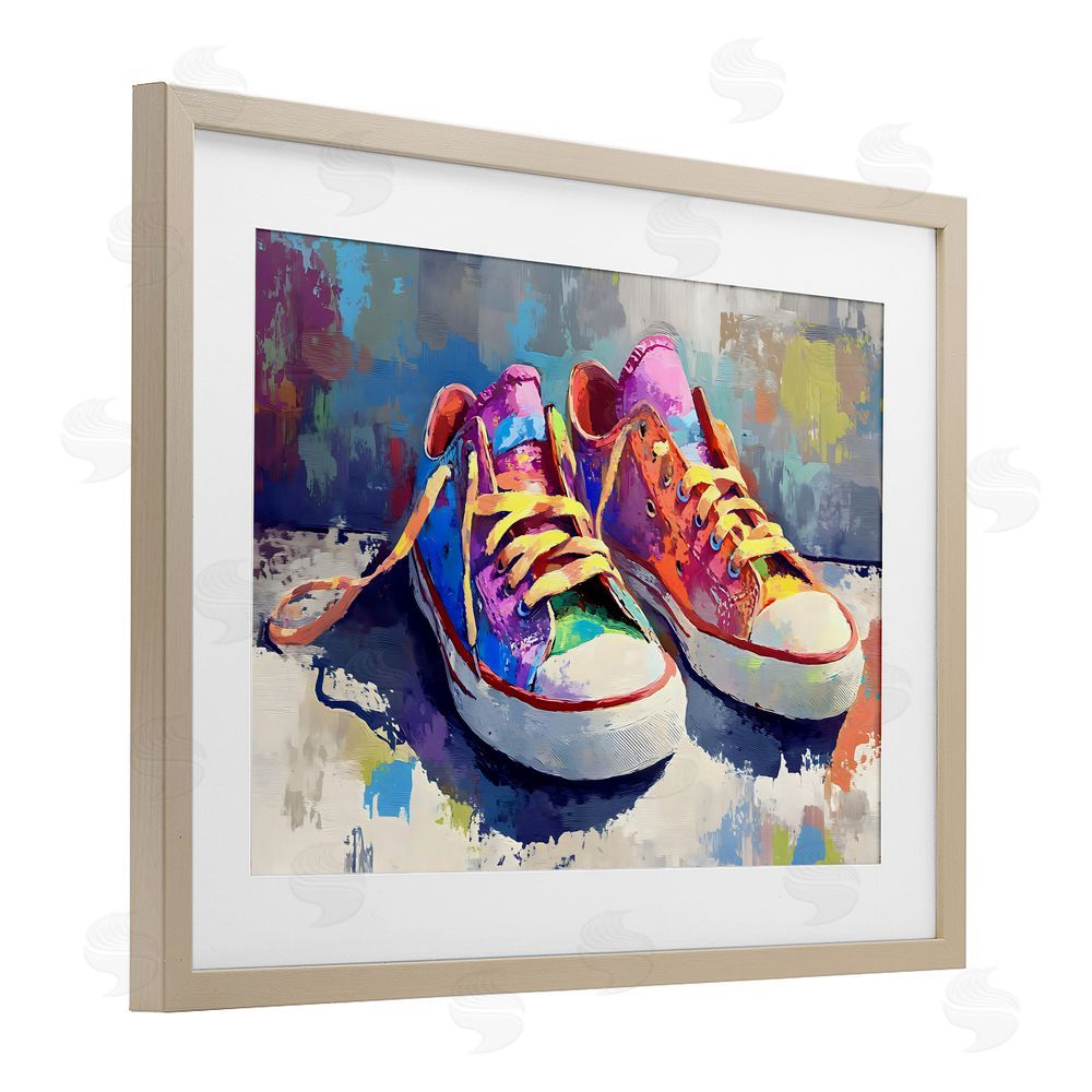 Creative Studio Colorful Low Top Sneakers Brown Framed Print Under Glass Wall Art