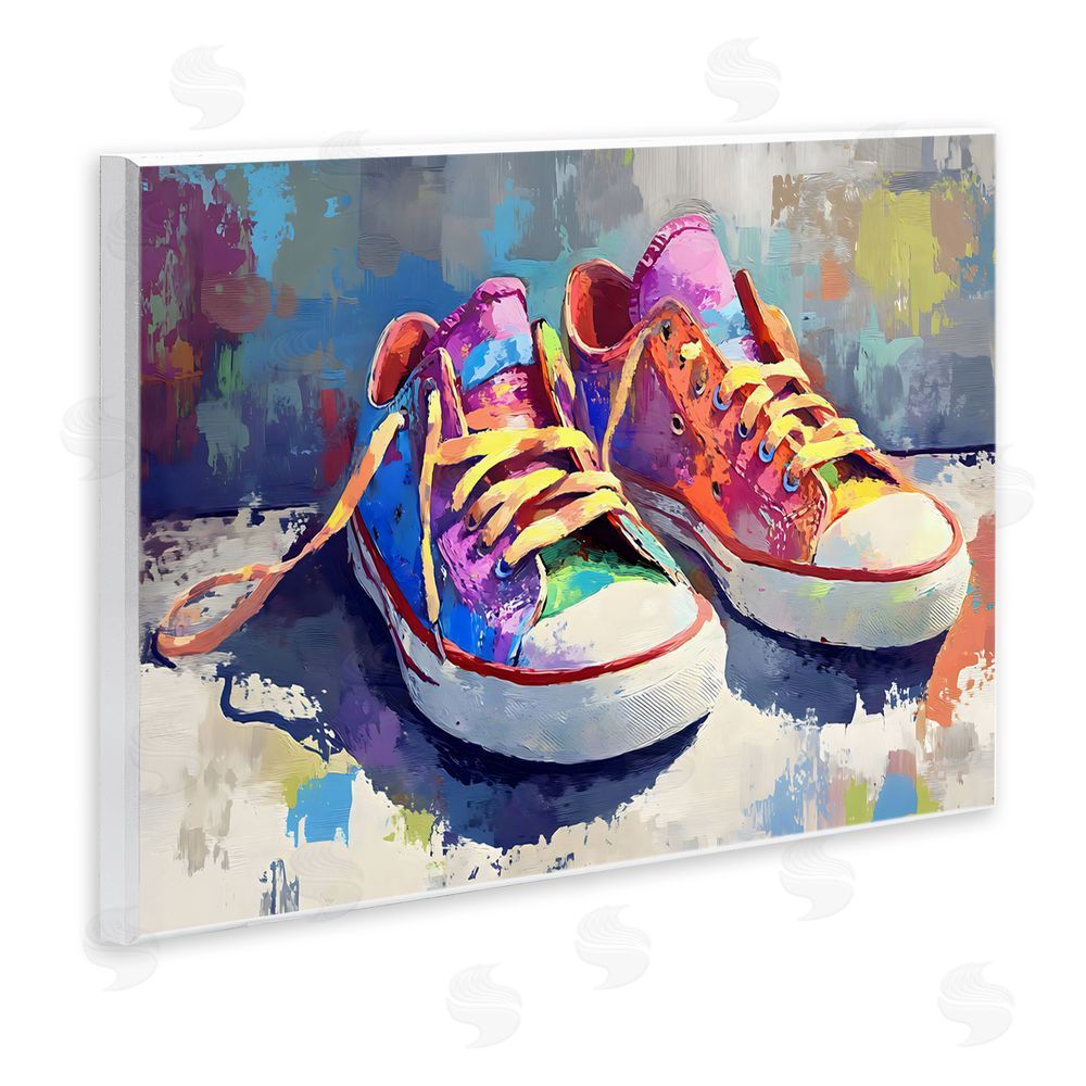 Creative Studio Colorful Low Top Sneakers Wall Plaque with Fixed Lithograph Print