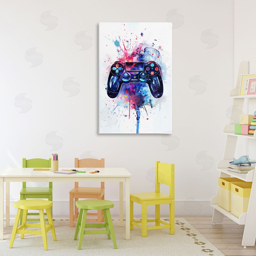 Creative Studio Burst of Color Controller Stretched Canvas Wall Art Print in Room