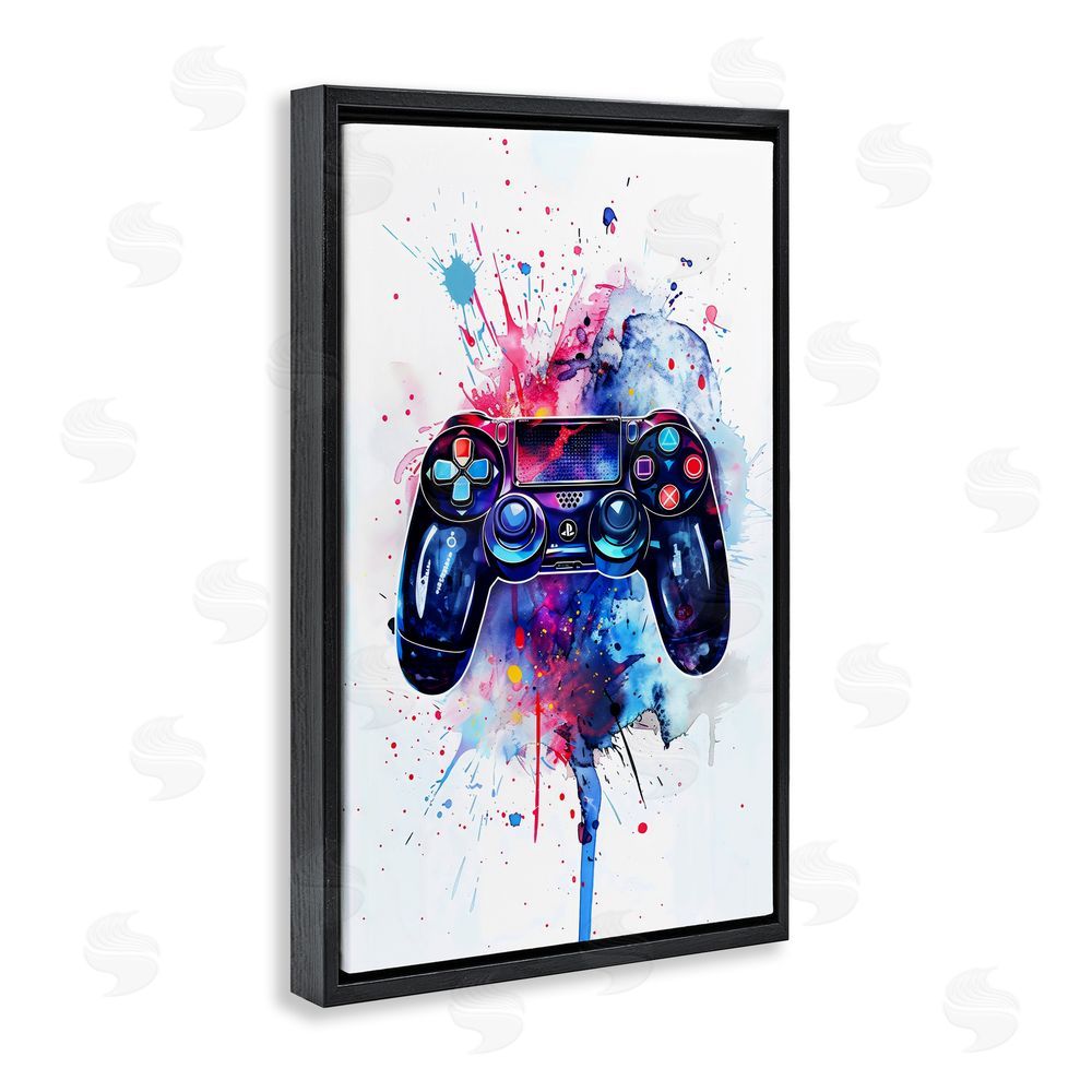 Creative Studio Burst of Color Controller Black Floating Frame Stretched Canvas Wall Art Print