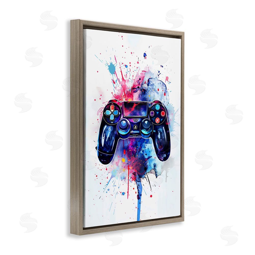 Creative Studio Burst of Color Controller Brown Floating Frame Stretched Canvas Wall Art Print