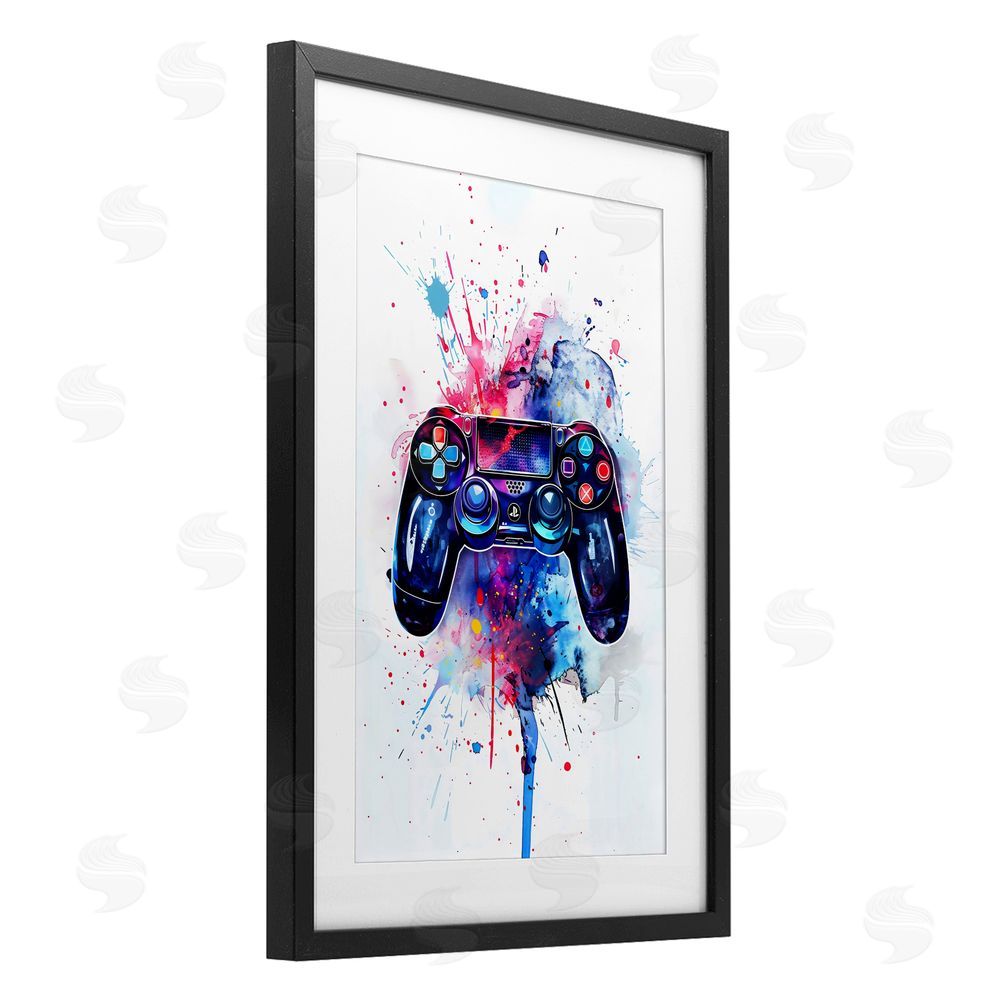 Creative Studio Burst of Color Controller Black Framed Print Under Glass with Matting Wall Art