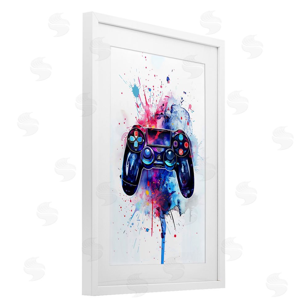 Creative Studio Burst of Color Controller White Framed Print Under Glass with Matting Wall Art