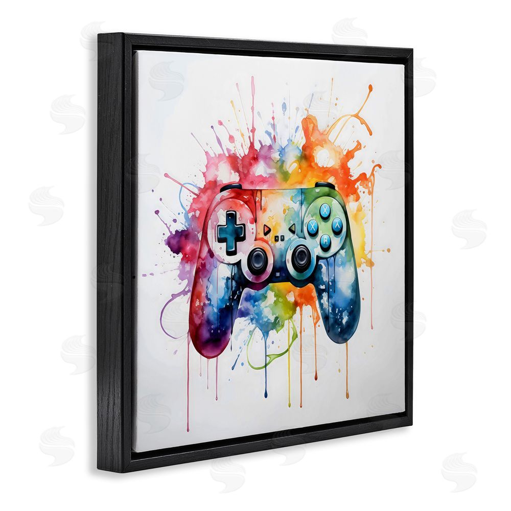 Creative Studio Colors of Gaming Splatter Black Floating Frame Canvas Wall Art Print
