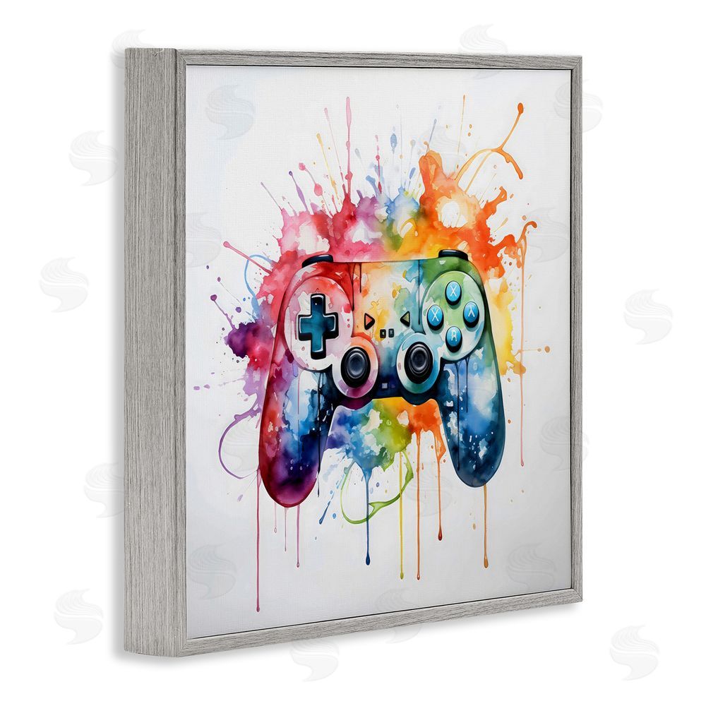Creative Studio Colors of Gaming Splatter Gray Framed Giclee Wall Art Print