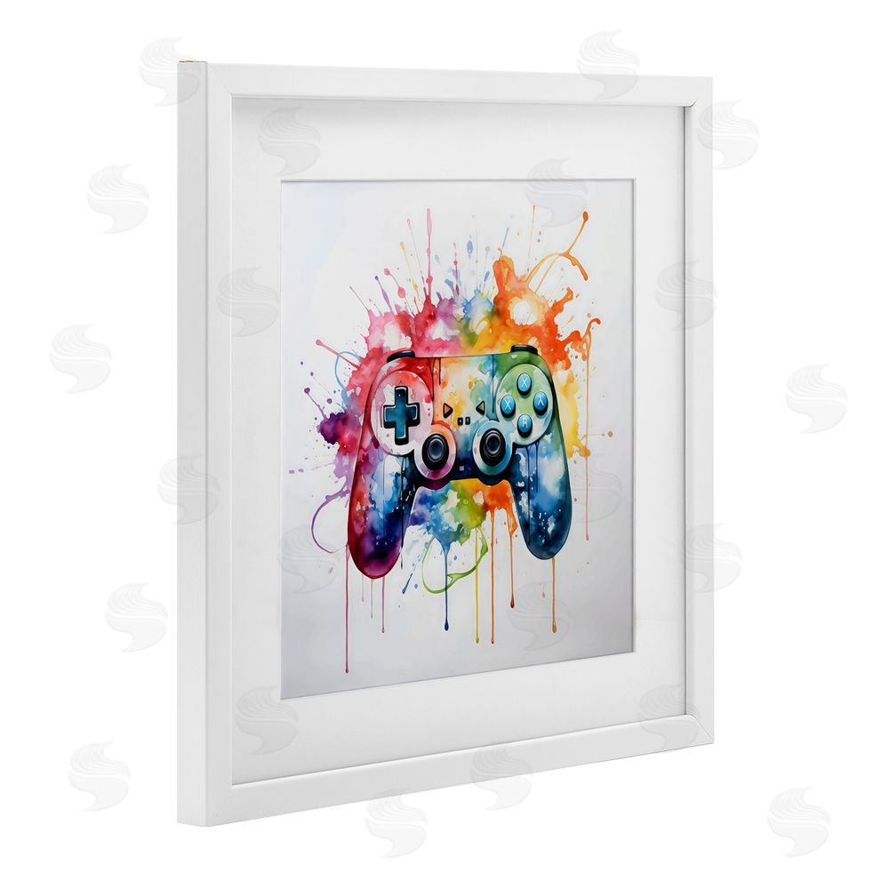 Creative Studio Colors of Gaming Splatter White Framed Print Under Glass Wall Art