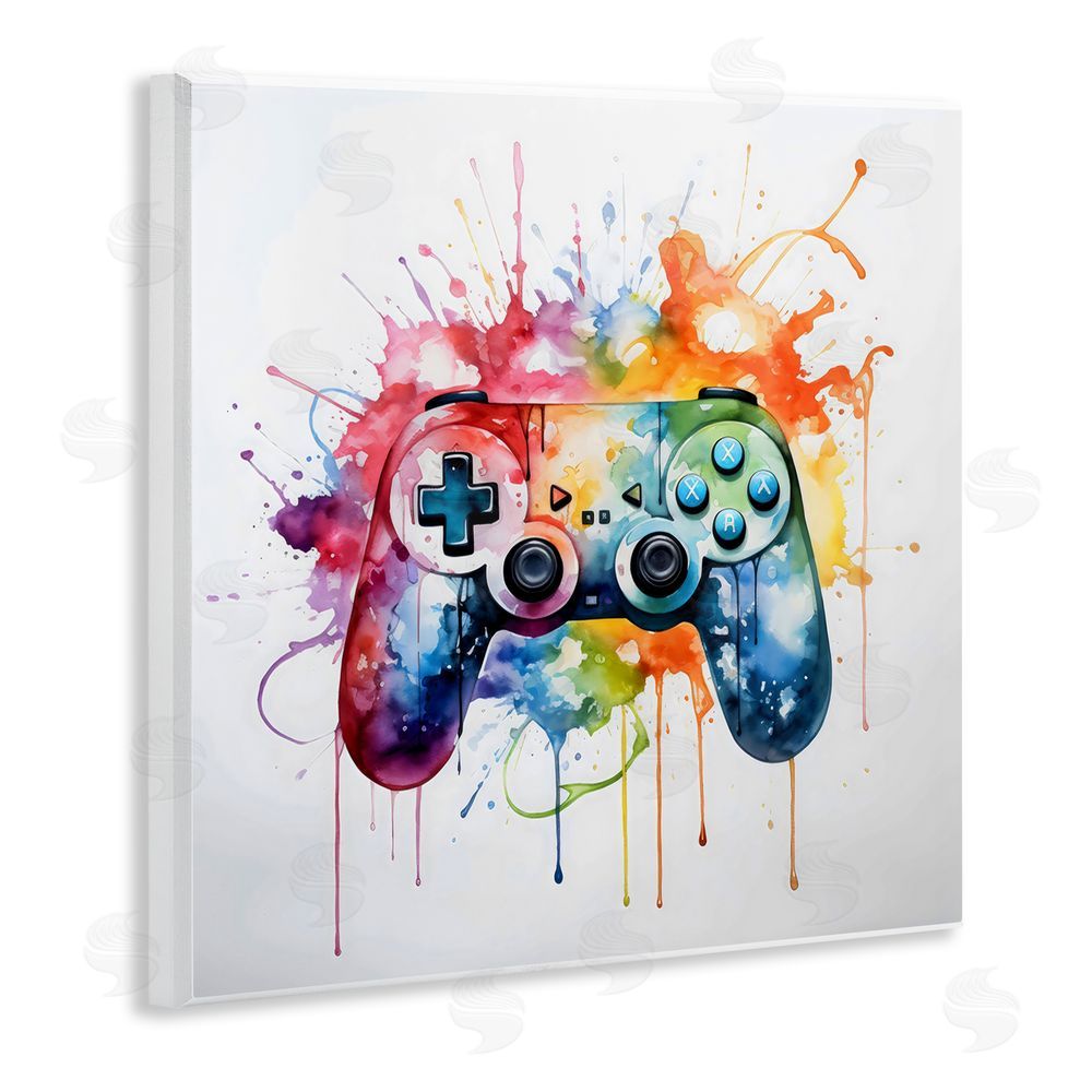 Creative Studio Colors of Gaming Splatter Wall Plaque with Fixed Lithograph Print