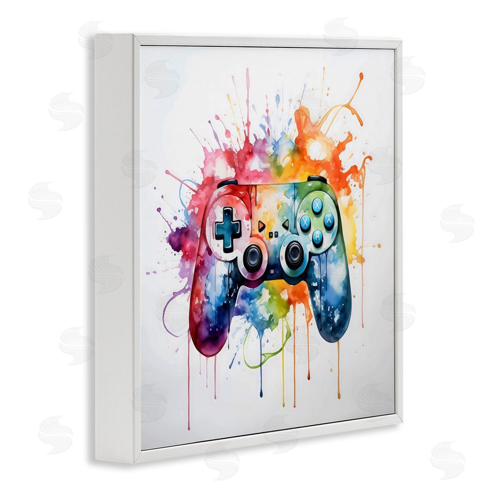 Creative Studio Colors of Gaming Splatter White Framed Giclee Wall Art Print
