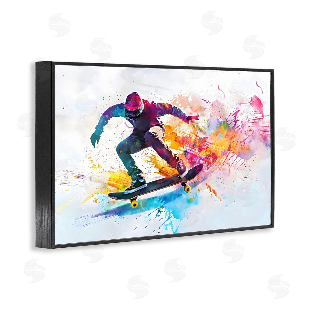 Creative Studio Skateboarder in Motion Black Framed Giclee Wall Art Print