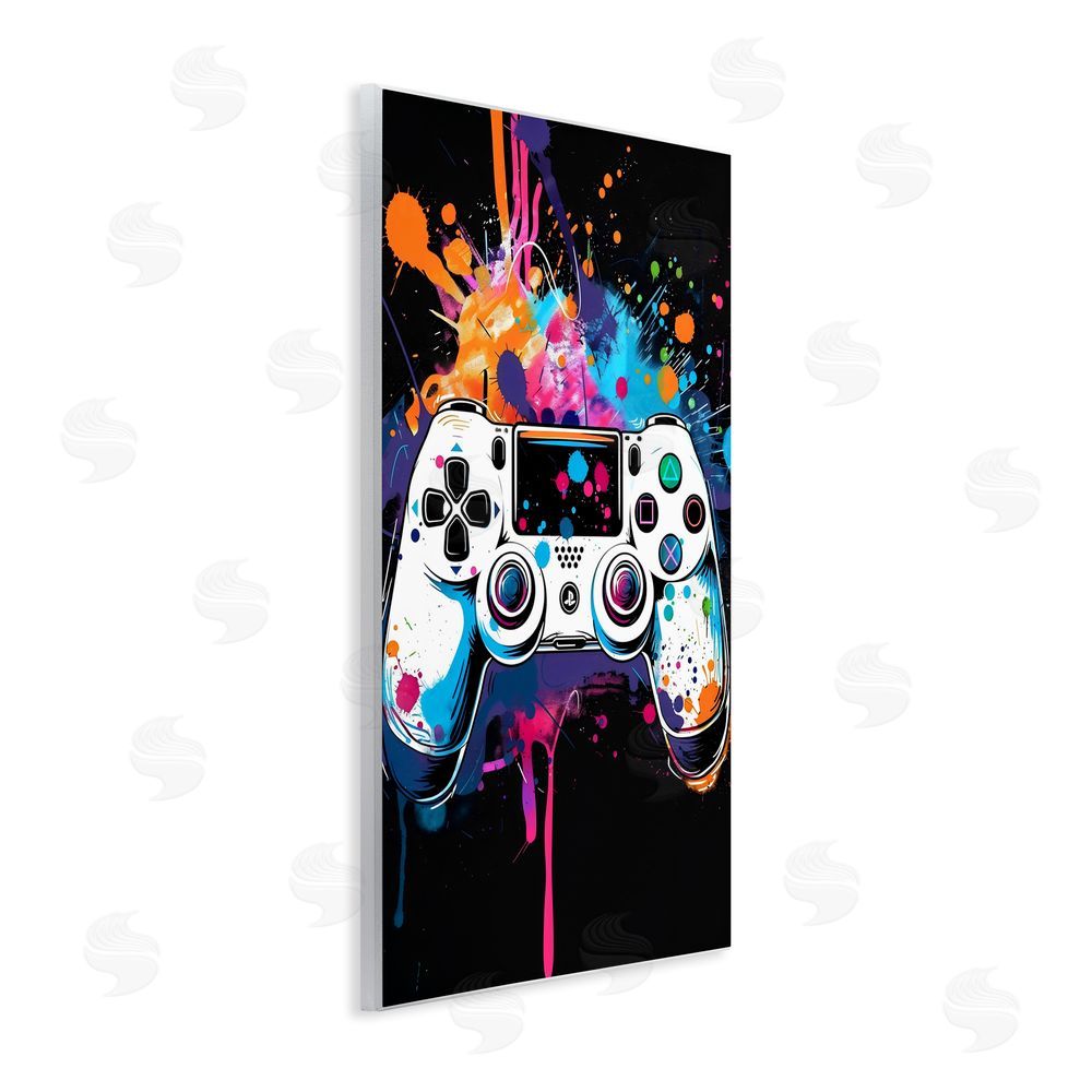 Creative Studio Controller Contrast with Neon Splatter Wall Plaque with Fixed Lithograph Print