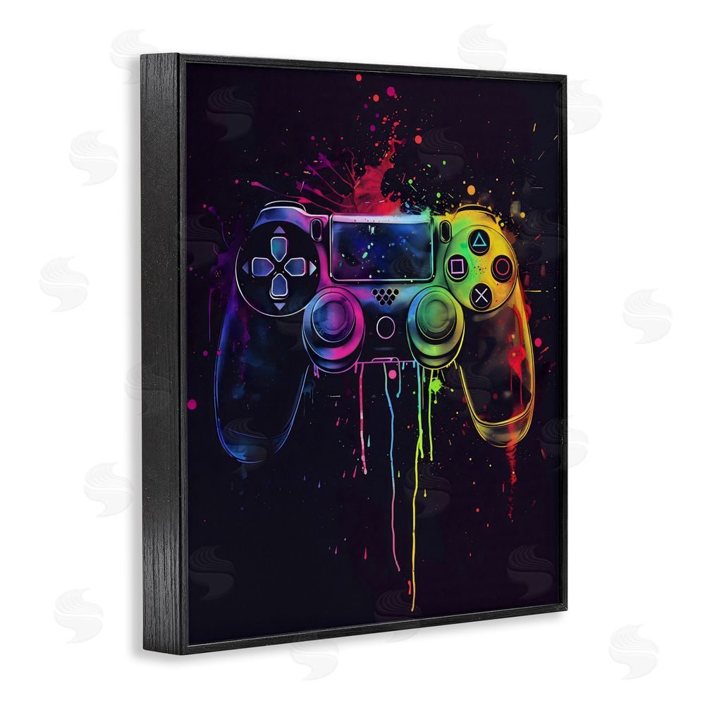 Creative Studio Rainbow Glow Gaming Controller Black Framed Giclee Wall Art