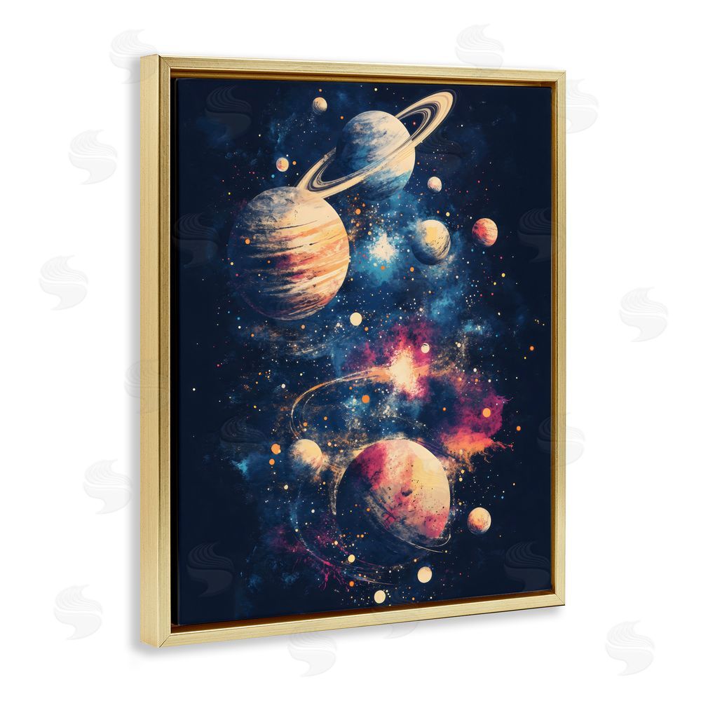 Creative Studio Cosmic Planet Curiosities Gold Floating Frame Canvas Wall Art Print
