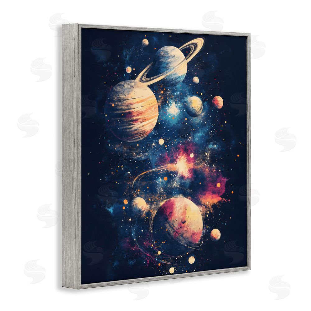 Creative Studio Cosmic Planet Curiosities Gray Framed Giclee Wall Art Print