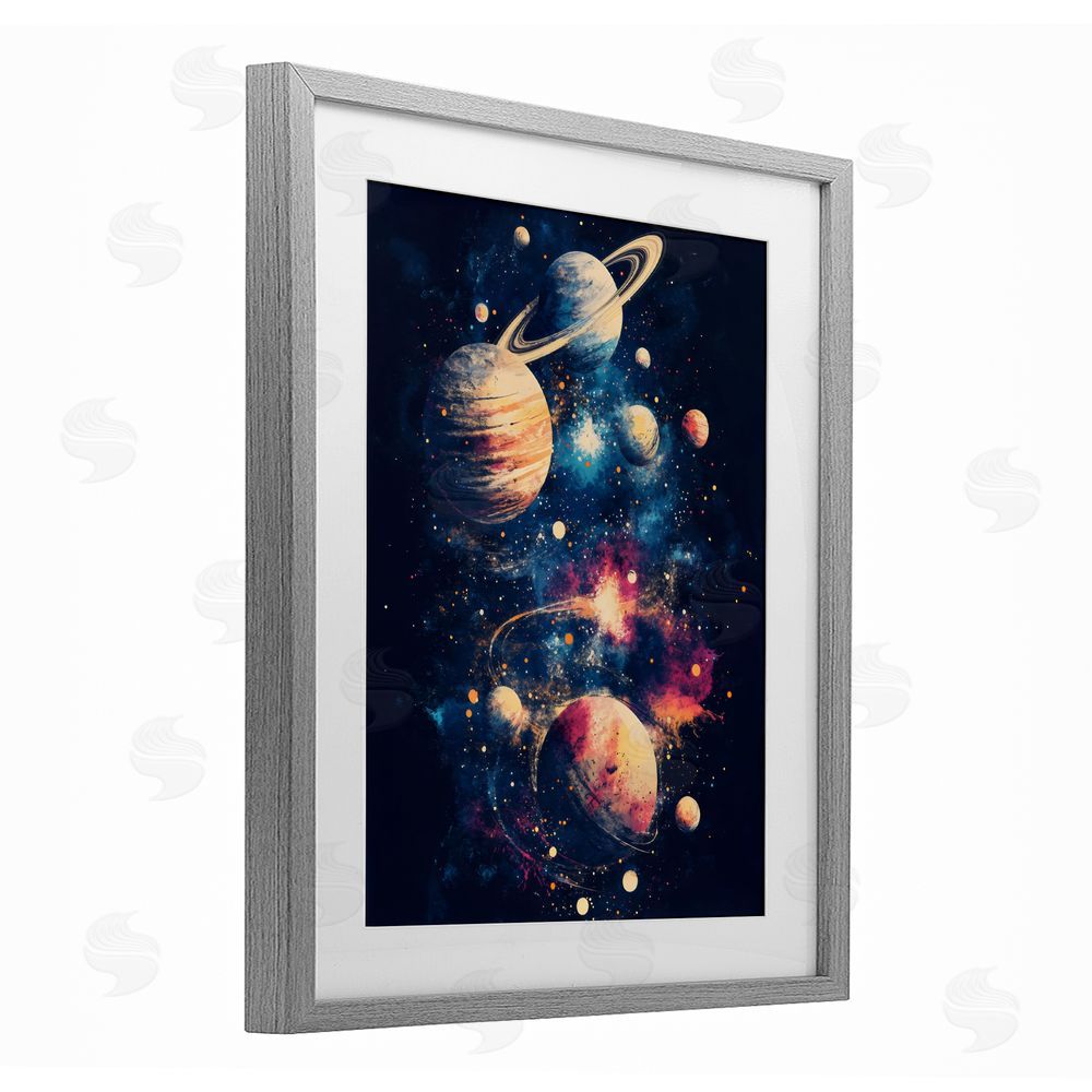 Creative Studio Cosmic Planet Curiosities Gray Framed Print Under Glass Wall Art