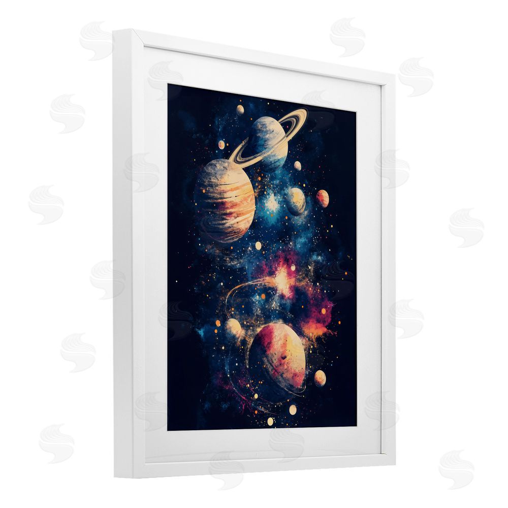 Creative Studio Cosmic Planet Curiosities White Framed Print Under Glass Wall Art