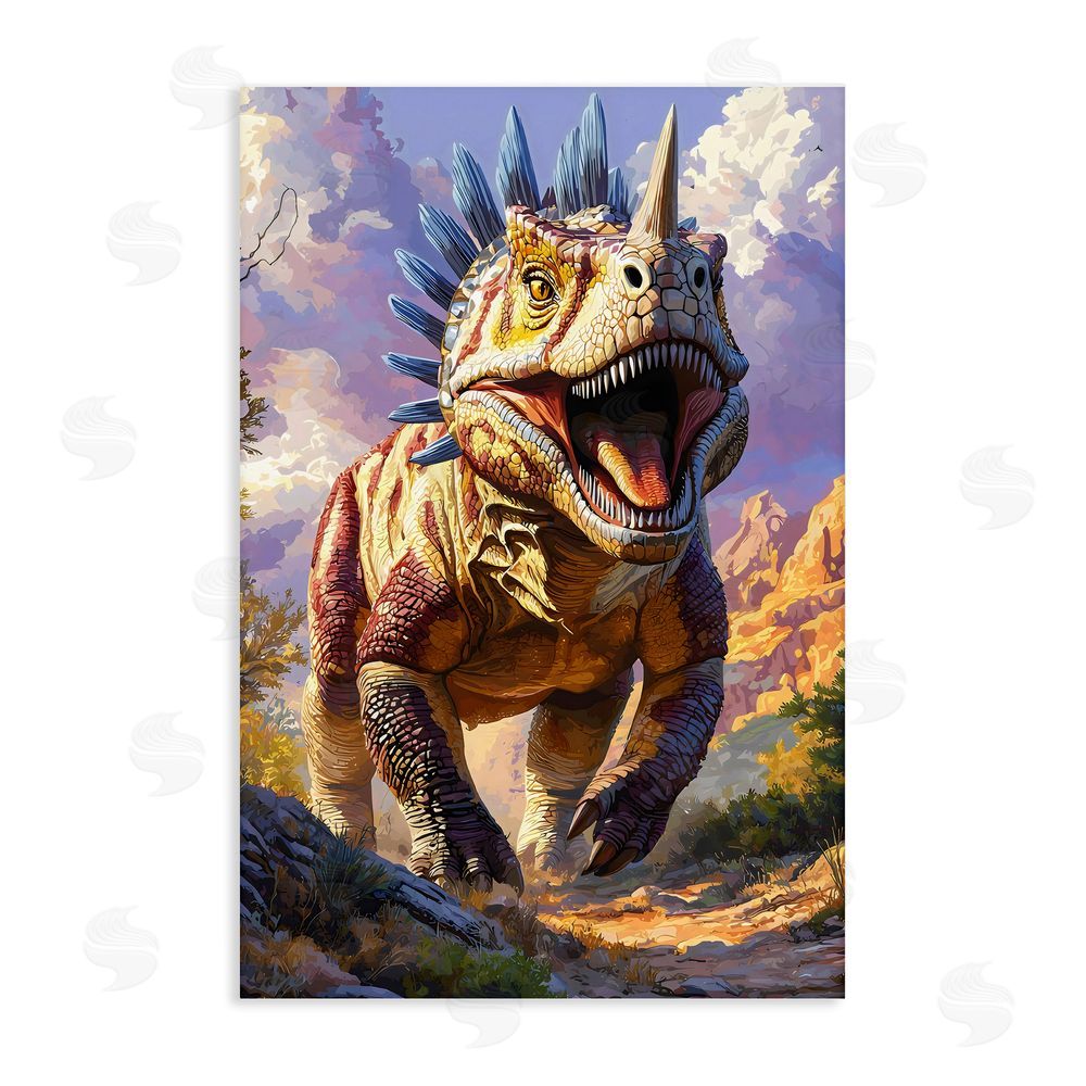 Creative Studio Fierce Horned Dinosaur Stretched Canvas Wall Art