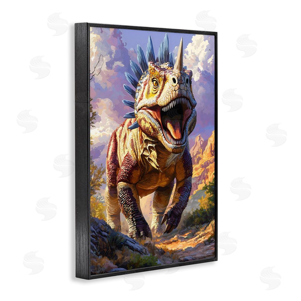 Creative Studio Fierce Horned Dinosaur Black Framed Giclee Wall Art