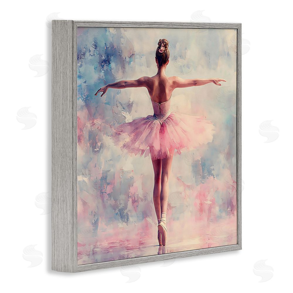 Creative Studio Elegant Ballet Dancer in Motion Gray Framed Giclee Wall Art