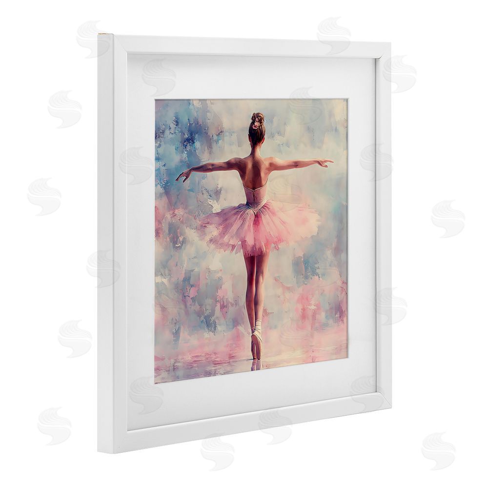 Creative Studio Elegant Ballet Dancer in Motion White Framed Print Under Glass Wall Art