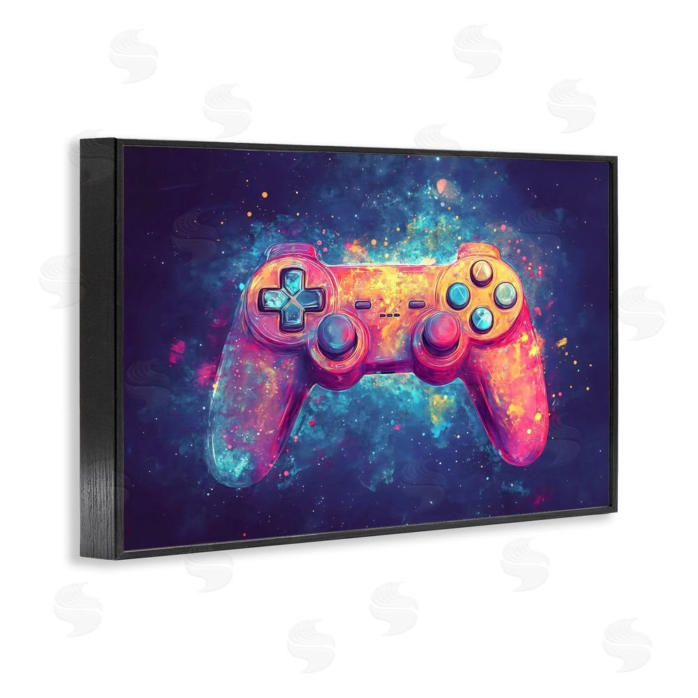 Creative Studio Futuristic Cosmic Game Controller Black Framed Giclee Wall Art