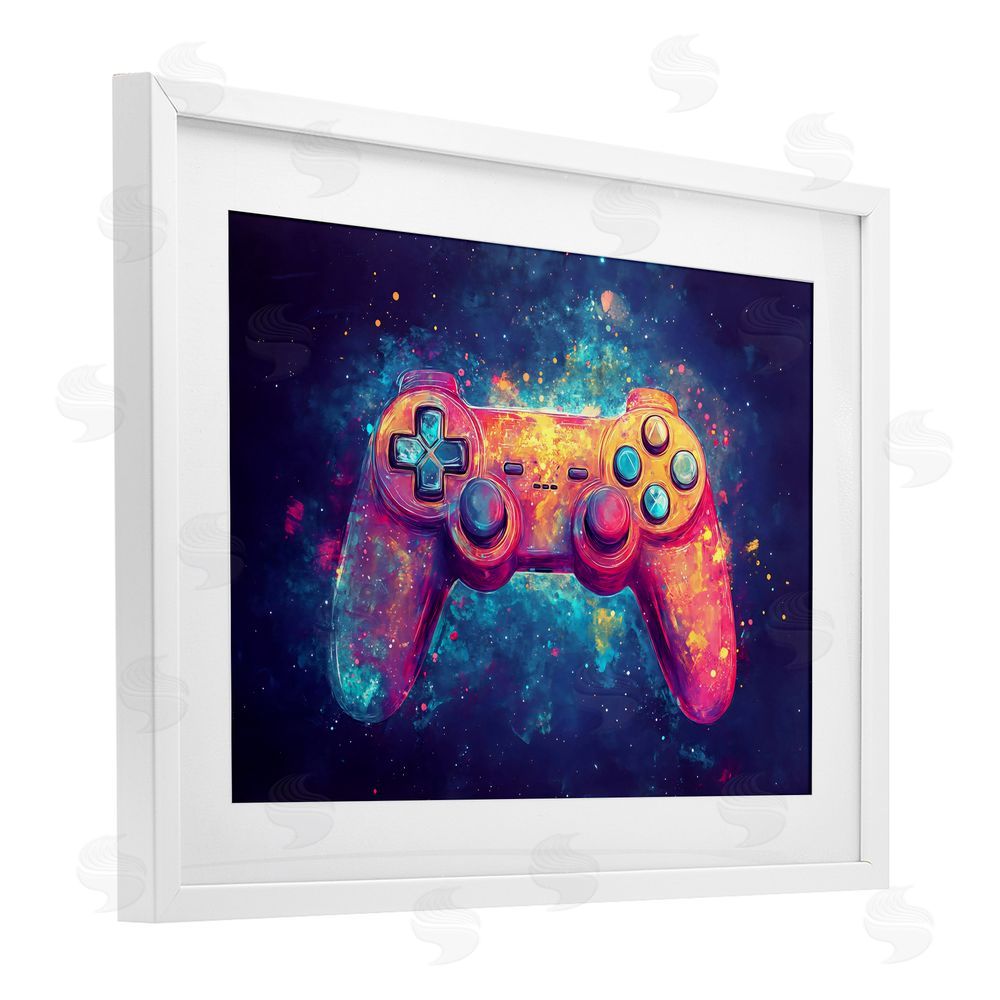 Creative Studio Futuristic Cosmic Game Controller White Framed Print Under Glass Wall Art