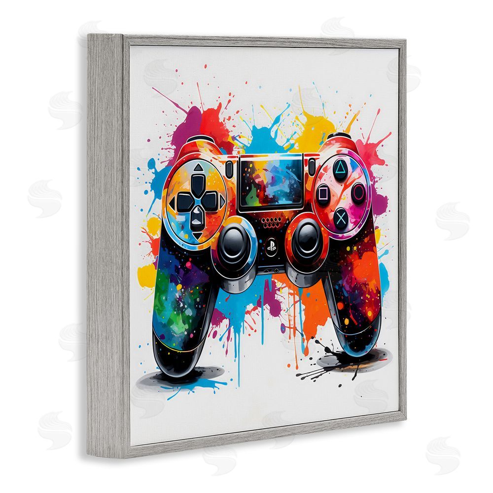 Creative Studio Playful Bright Game Controller Gray Framed Giclee Wall Art