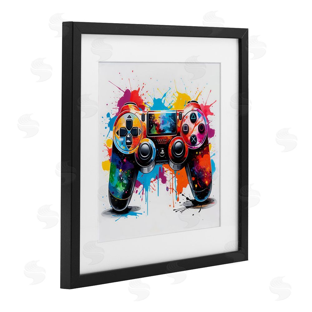 Creative Studio Playful Bright Game Controller Black Framed Print Under Glass Wall Art