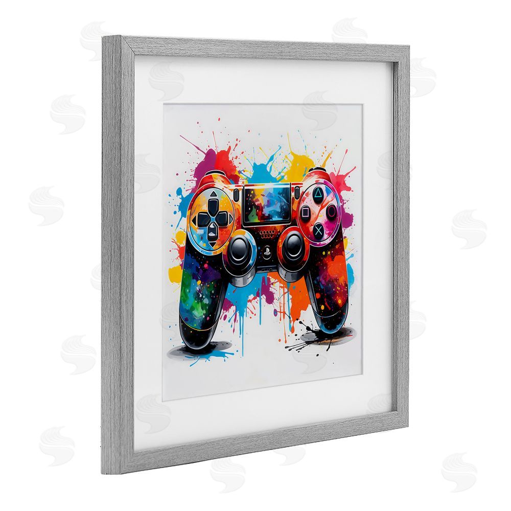 Creative Studio Playful Bright Game Controller Gray Framed Print Under Glass Wall Art