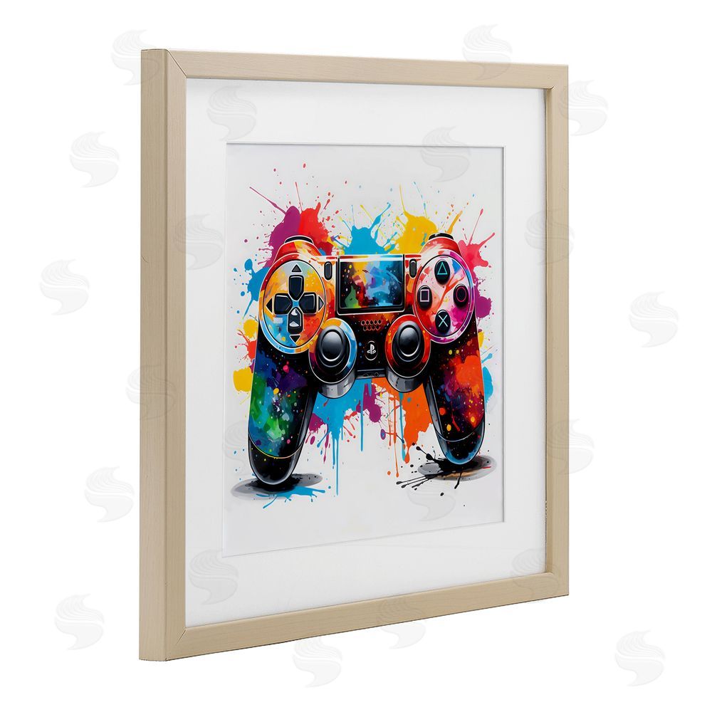 Creative Studio Playful Bright Game Controller Brown Framed Print Under Glass Wall Art