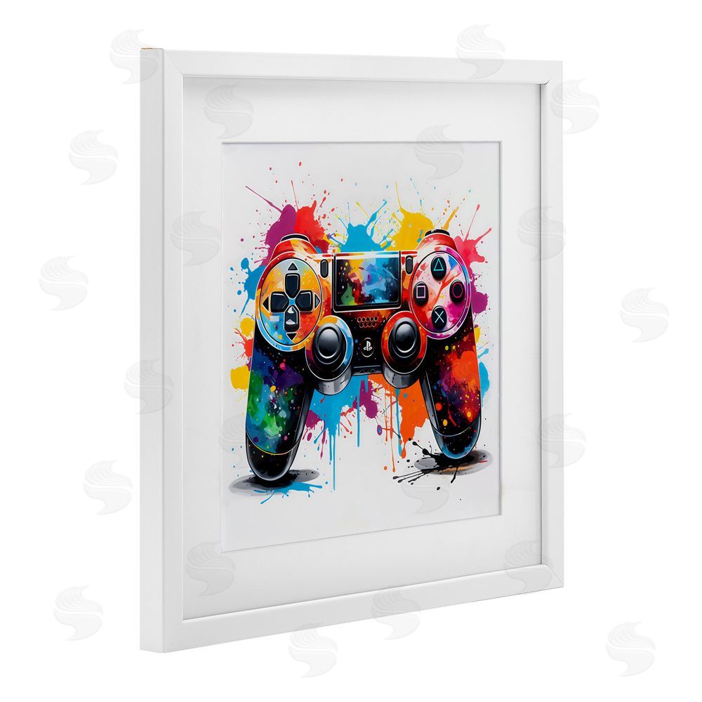 Creative Studio Playful Bright Game Controller White Framed Print Under Glass Wall Art