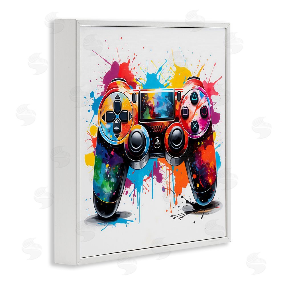 Creative Studio Playful Bright Game Controller White Framed Giclee Wall Art