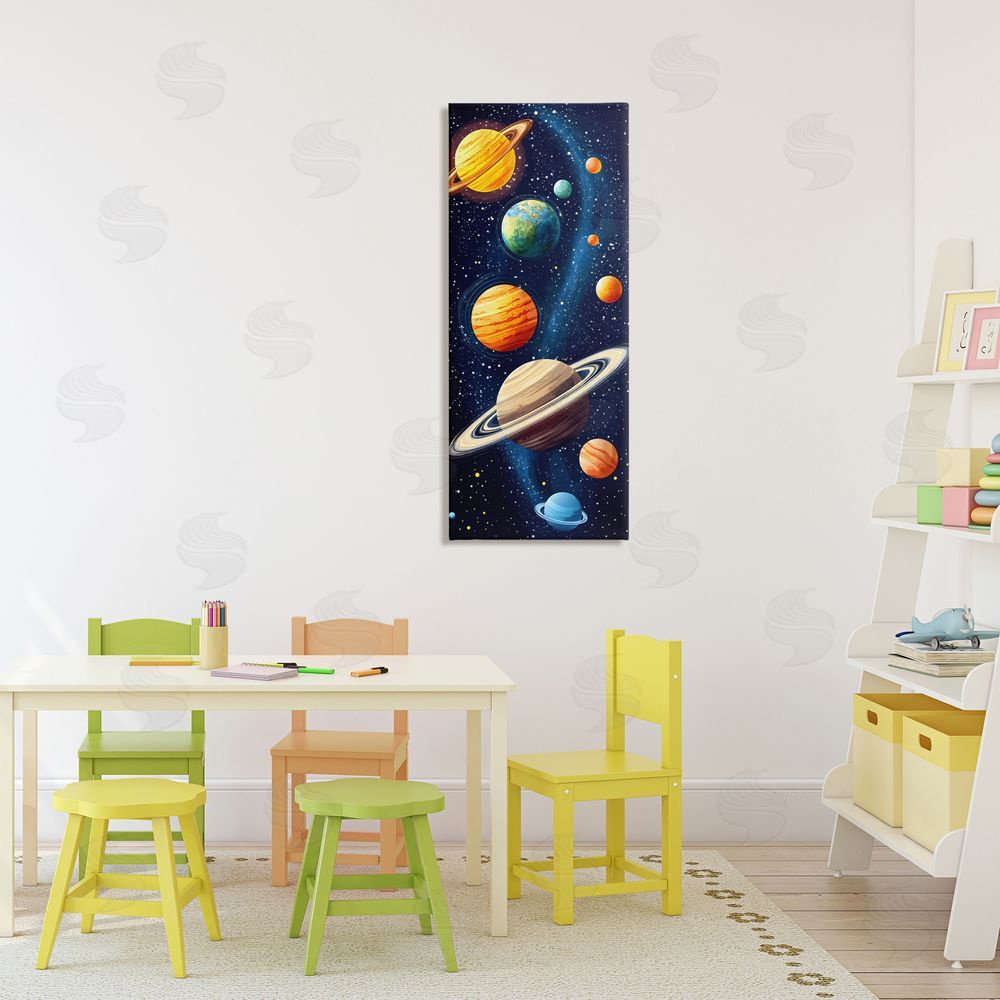 Creative Studio Galaxy Swirl Planetary Orbit Stretched Canvas Wall Art in Room