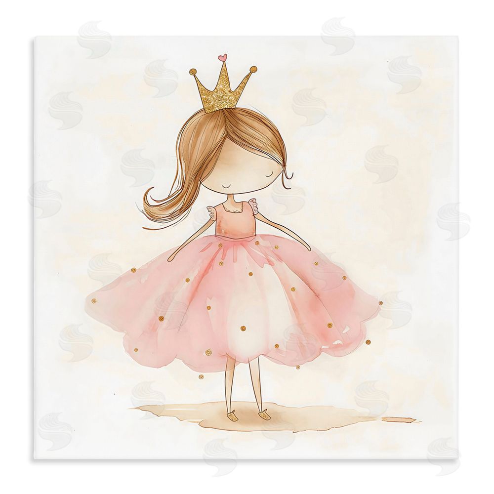 Creative Studio Little Princess with Crown Stretched Canvas Wall Art