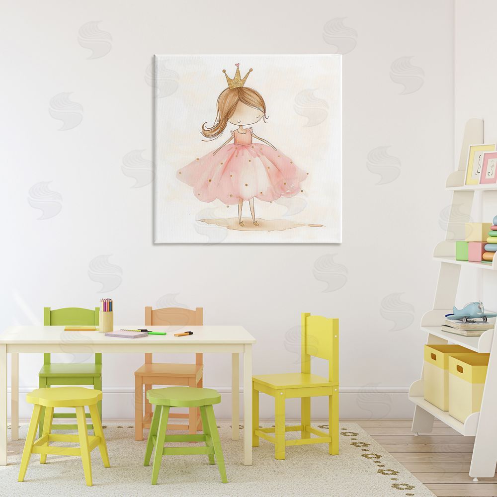 Creative Studio Little Princess with Crown Stretched Canvas Wall Art in Room