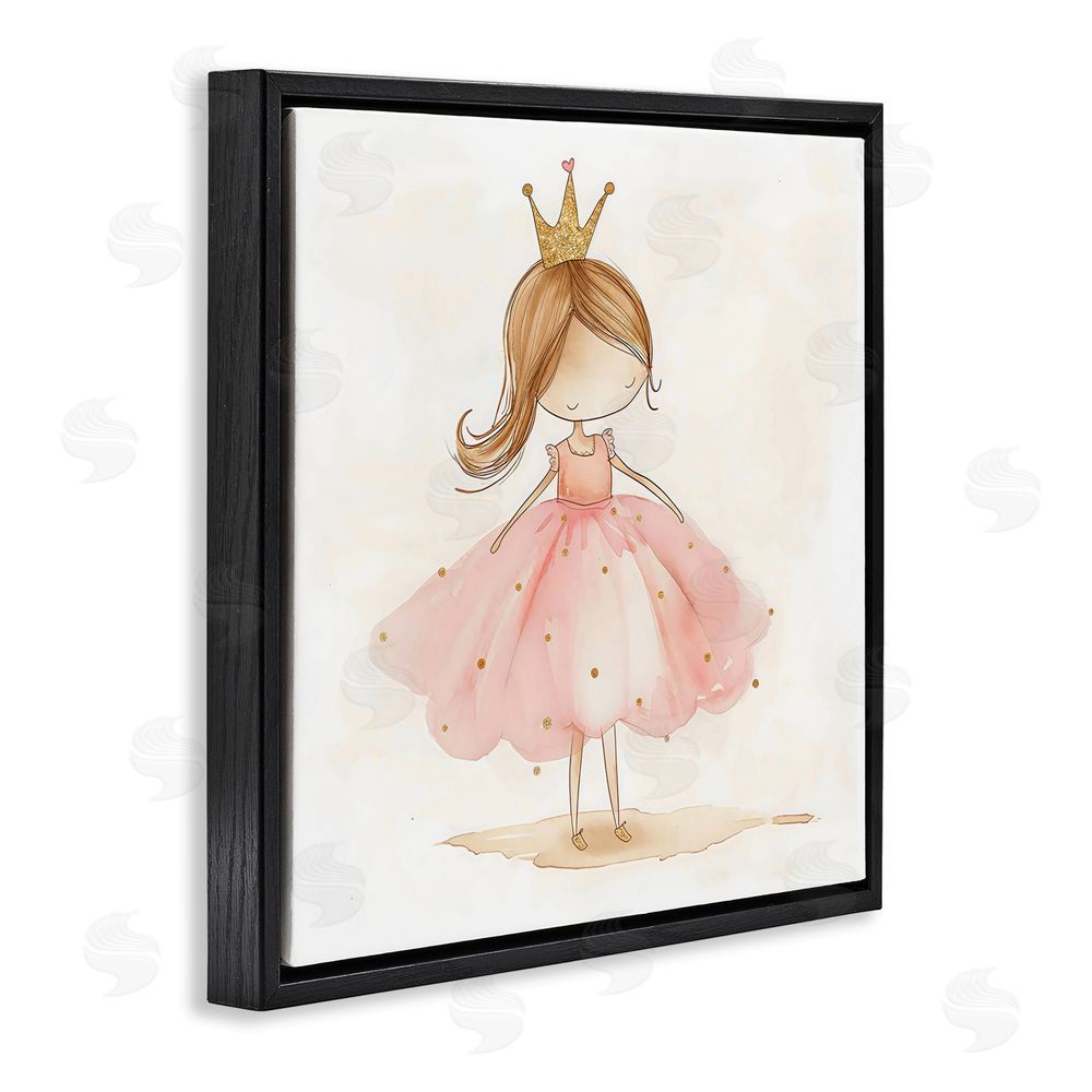 Creative Studio Little Princess with Crown Black Floating Framed Canvas Wall Art