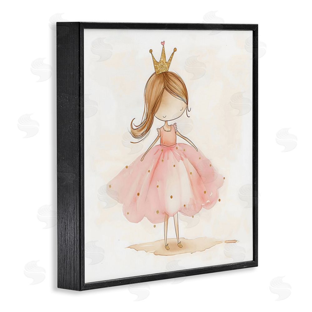 Creative Studio Little Princess with Crown Black Framed Giclee Wall Art