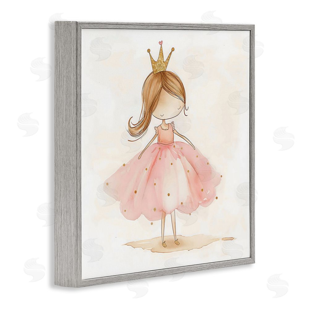 Creative Studio Little Princess with Crown Gray Framed Giclee Wall Art